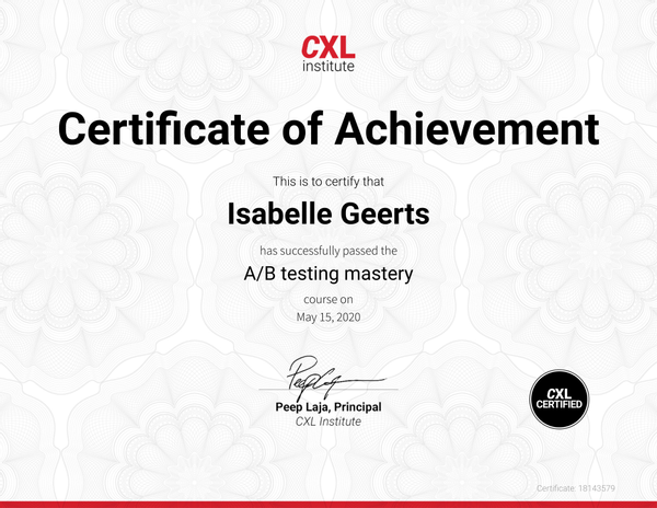 Certificaat A/B Testing Mastery