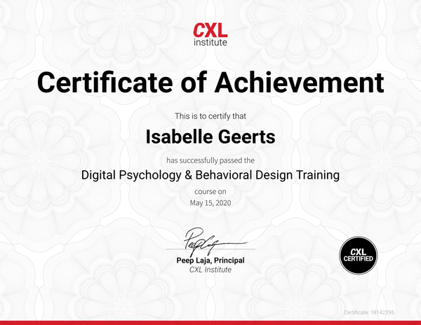 Certificaat Digital Psychology & Behavioral Design